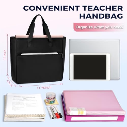 Ytonet Rolling Teacher Bag, 15.6 Inch Rolling Laptop Bag with Detachable Dolly & File Teacher Tote, Large Roller Briefcase for Women Teaching Office Work Craft Nurse, Black - Image 4
