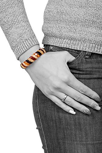AMBERAGE Baltic Amber Stretch Bracelet for Women - Genuine Handmade Jewelry with Polished Multi-Colored Amber Beads - Elegant Elastic Bracelet Gift from Lithuania with Certificate of Authenticity - Image 3