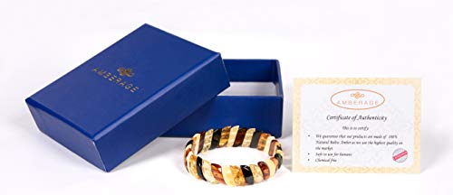 AMBERAGE Baltic Amber Stretch Bracelet for Women - Genuine Handmade Jewelry with Polished Multi-Colored Amber Beads - Elegant Elastic Bracelet Gift from Lithuania with Certificate of Authenticity - Image 2