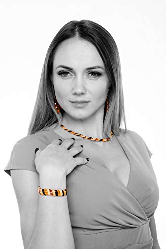 AMBERAGE Baltic Amber Stretch Bracelet for Women - Genuine Handmade Jewelry with Polished Multi-Colored Amber Beads - Elegant Elastic Bracelet Gift from Lithuania with Certificate of Authenticity - Image 5