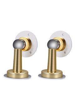 Generic 2 Pack Door Stop Gold Magnetic Stopper Stainless Steel with Adhesive No Need to Drill or Screw Mount Doorstop Catch Holder for Wall Floor Mounted  - Image 1