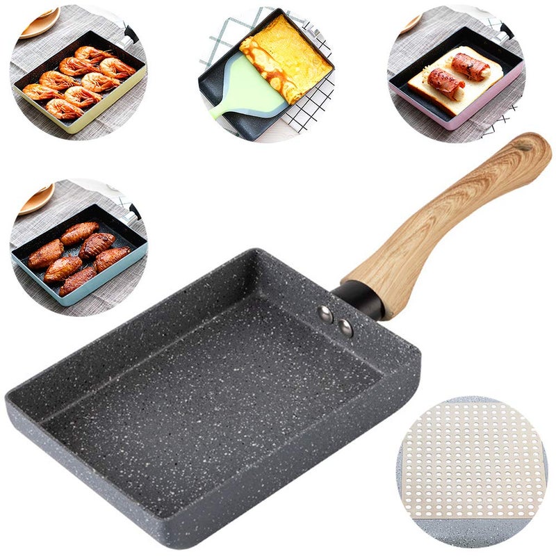 IBBM I WILL BE YOUR BEST MEMORY IBBM I WILL BE YOUR BEST MEMORY Tamagoyaki Japanese Omelette Pan  Nonstick Coating  Rectangle Mini Frying Pan  Grey 