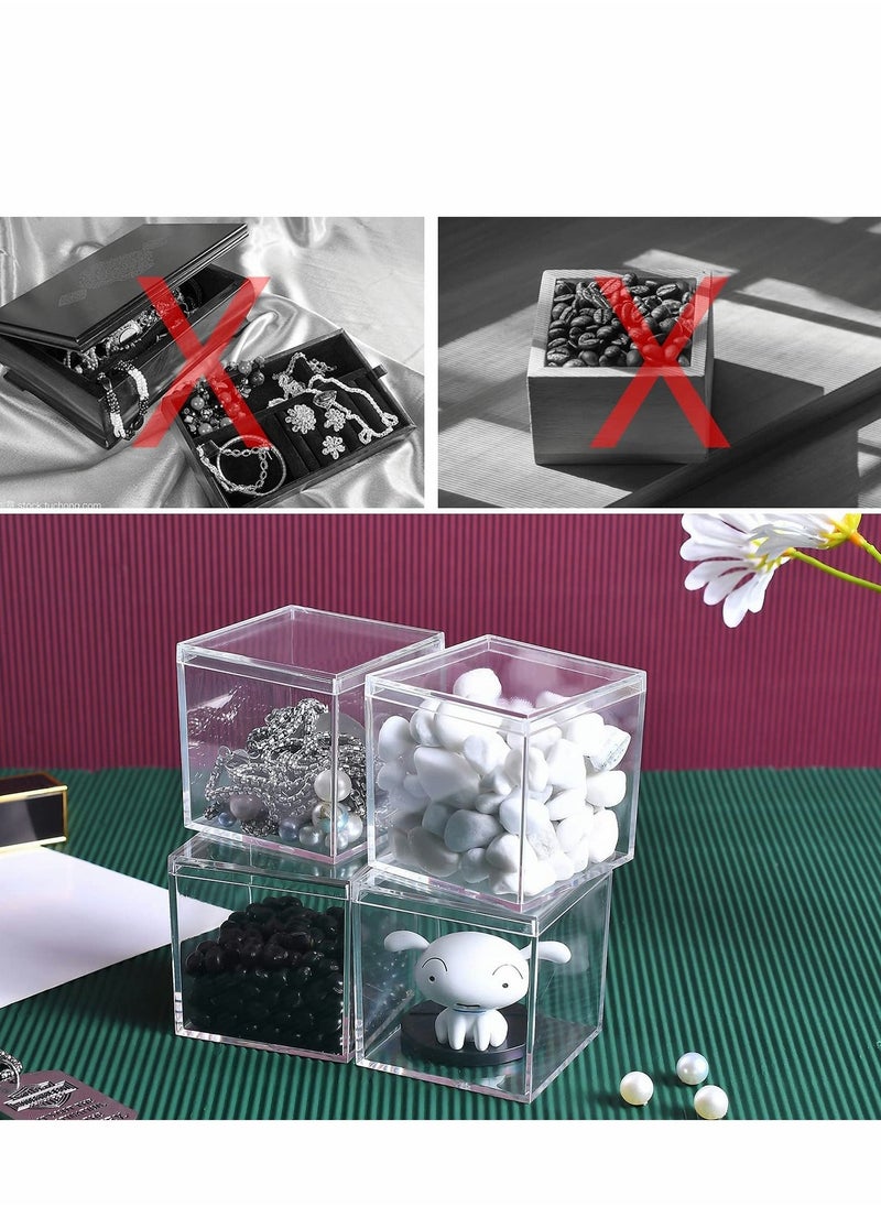 Generic - Clear Acrylic Plastic Square Cube,4 Pack Small Plastic square cube containers with Lid Storage Box 2.2x2.2x2.2Inch/55X55X55mm for Candy Pill and Tiny Jewelry - Image 1