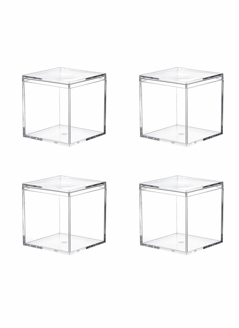 Generic - Clear Acrylic Plastic Square Cube,4 Pack Small Plastic square cube containers with Lid Storage Box 2.2x2.2x2.2Inch/55X55X55mm for Candy Pill and Tiny Jewelry - Image 1