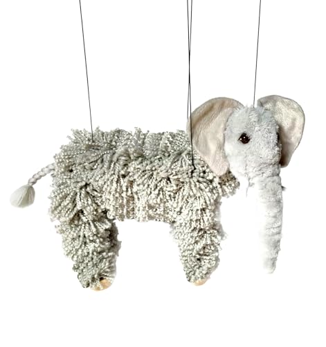 Artisan Owl Elephant Marionette Puppet Yarn Elephant with Wooden Feet Detachable Strings - Image 5