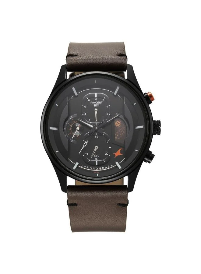 fastrack Men's Leather Analog Watch 3315KL03 - 44 mm