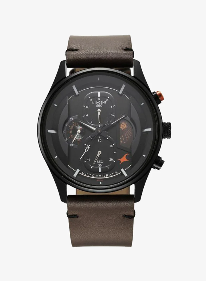fastrack Men's Leather Analog Watch 3315KL03 - 44 mm