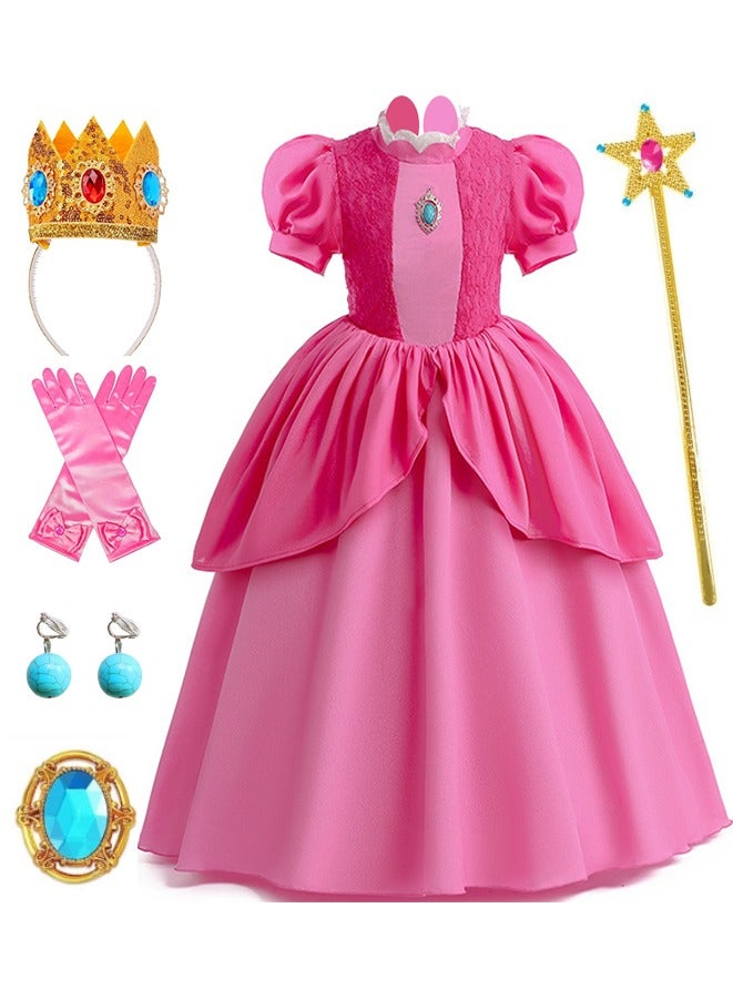 زي الأميرة الوردي للفتيات، مناسب لحفلات الهالوين وأعياد الميلاد، مناسب للأعمار من 3 إلى 9 سنوات - Image 1