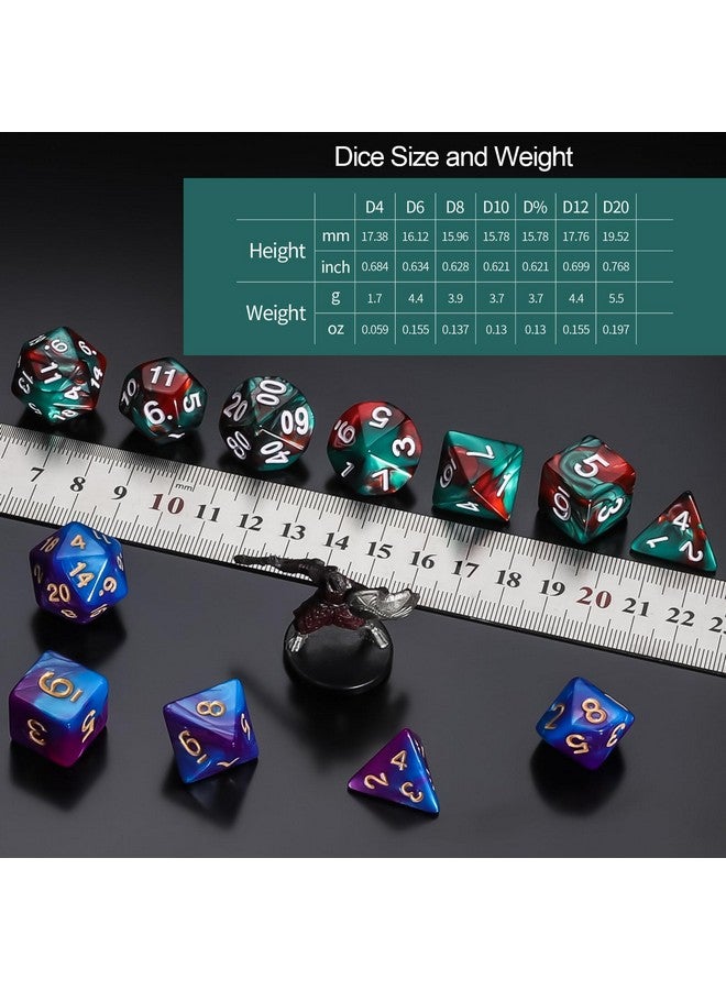 QMay DND Dice Sets - 6 X 7 Polyhedral Dice (42pcs) with 6 Drawstring Bags for Dungeons and Dragons, RPG, MTG,Role Playing Table Game - Image 4