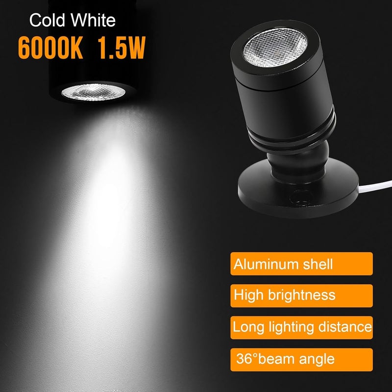 Taysing LED Spot Light Indoor Little Mini Spotlight Accent Lights for Display, Paintings, Pictures, Plants, Jewelry, Shelves, Cabinets, Posters, Showcase(Cold White 4 Pack Dimming&Timing) - Image 2