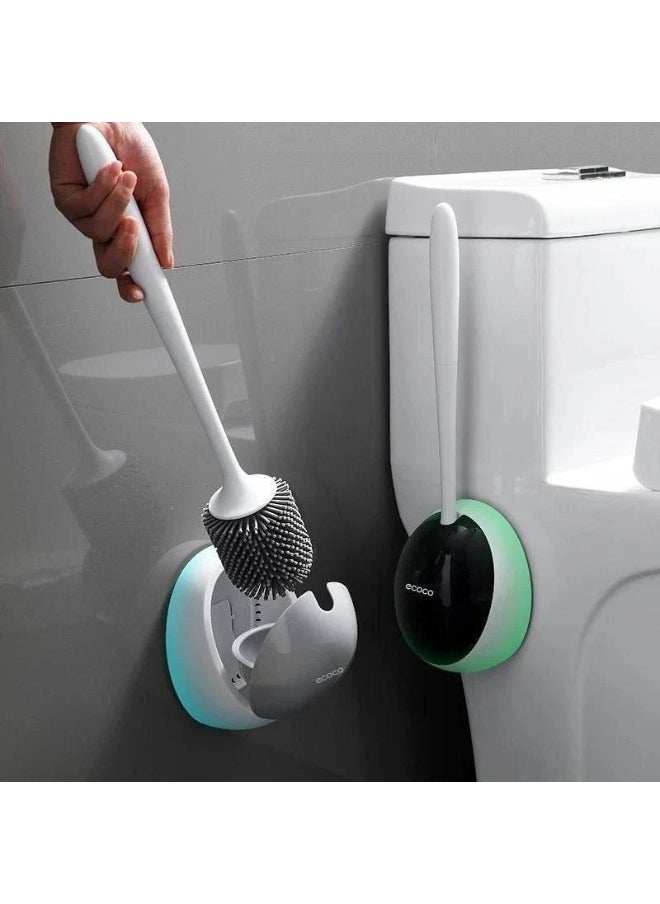 ecoco Wall-Mounted Toilet Brush and Holder – Modern Design with Automatic Open-Close Lid & Drain Platform | Compact, Hygienic Bathroom Cleaning Tool  - Image 4