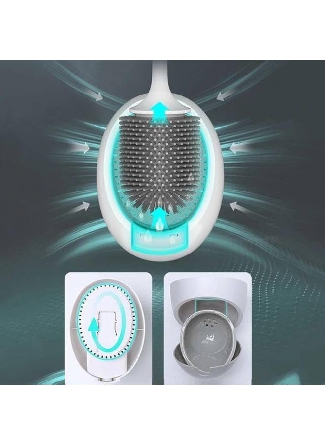 ecoco Wall-Mounted Toilet Brush and Holder – Modern Design with Automatic Open-Close Lid & Drain Platform | Compact, Hygienic Bathroom Cleaning Tool  - Image 2