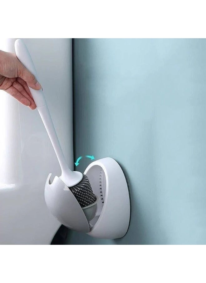 ecoco Wall-Mounted Toilet Brush and Holder – Modern Design with Automatic Open-Close Lid & Drain Platform | Compact, Hygienic Bathroom Cleaning Tool  - Image 3