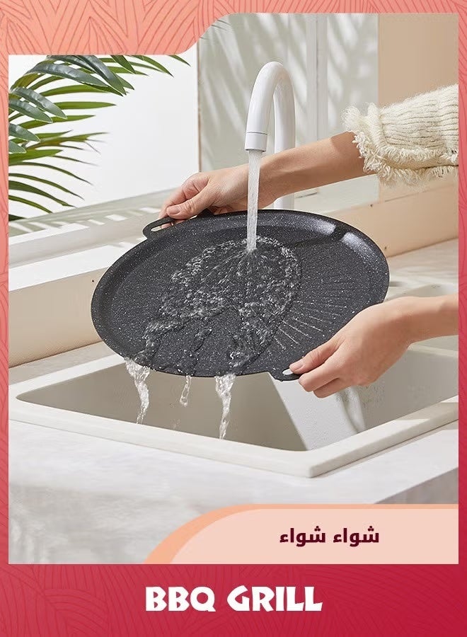 الشواء الشاوية,30 سم غير اللاصق الشواء الشاوية للقمم الموقد,جولة الشواء الداخلي الشواء,KBBQ Pan,تنظيف سهل,غسالة الصحون الفرن آمنة,, - Image 5