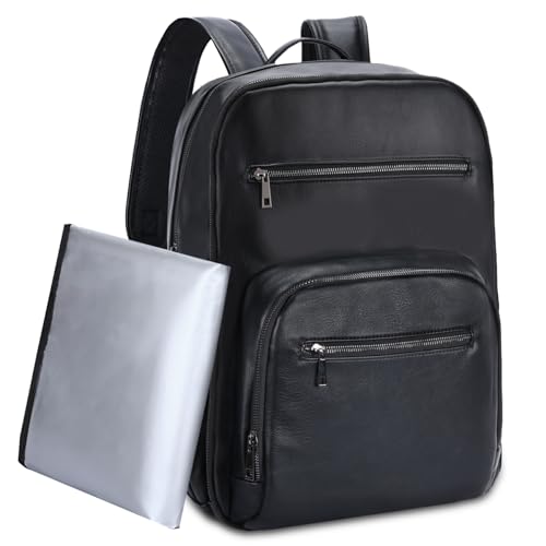 VASCHY Diaper Bag Backpack for Mum Dad Unisex Large Waterproof Vegan Leather Baby Bag with Changing PadInsulated PocketsPadded Laptop Sleeve for TravelBlack - Image 1