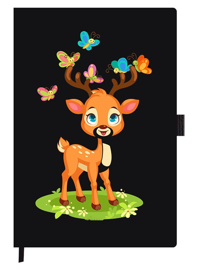 Theodor Designer A5 Thick Black Hardcover Notebook Deer - Image 1