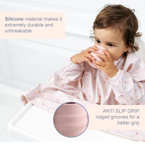 BIBaDO - Sippit Silicone Baby Cup, Blush (2-Pack) - Open Training Silicone Cups - Soft, Non Slip Grip, Weighted Base - Durable, Dishwasher Safe, BPA Free - Toddler Cups - Baby Essentials - 6 Months+ - Image 2
