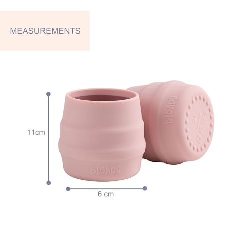 BIBaDO - Sippit Silicone Baby Cup, Blush (2-Pack) - Open Training Silicone Cups - Soft, Non Slip Grip, Weighted Base - Durable, Dishwasher Safe, BPA Free - Toddler Cups - Baby Essentials - 6 Months+ - Image 3