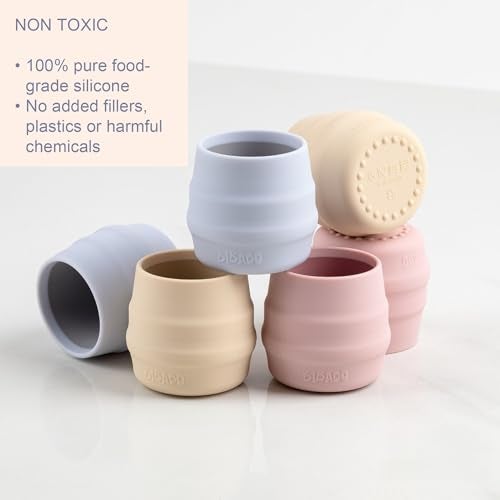 BIBaDO - Sippit Silicone Baby Cup, Blush (2-Pack) - Open Training Silicone Cups - Soft, Non Slip Grip, Weighted Base - Durable, Dishwasher Safe, BPA Free - Toddler Cups - Baby Essentials - 6 Months+ - Image 4