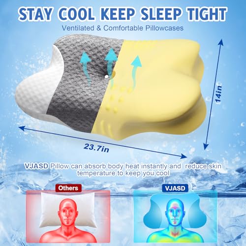 VJASD Cervical Neck Pillows with Memory Foam - Neck Pillows for Pain Relief Contour Memory Foam Pillows Ergonomic Neck Support - Adjustable Orthopedic Bed Pillows with Breathable Pillowcase for Sleeping - Image 4