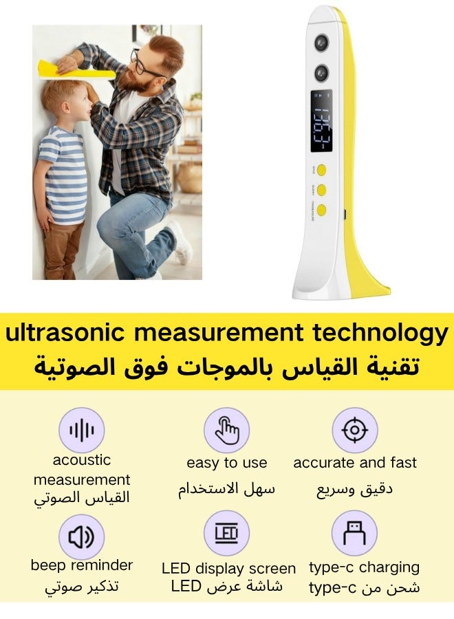 مقياس طول محمول بالموجات فوق الصوتية، أداة قياس الطول للبالغين والأطفال، أداة قياس الطول المحمولة مع شاشة عرض درجة الحرارة - Image 2