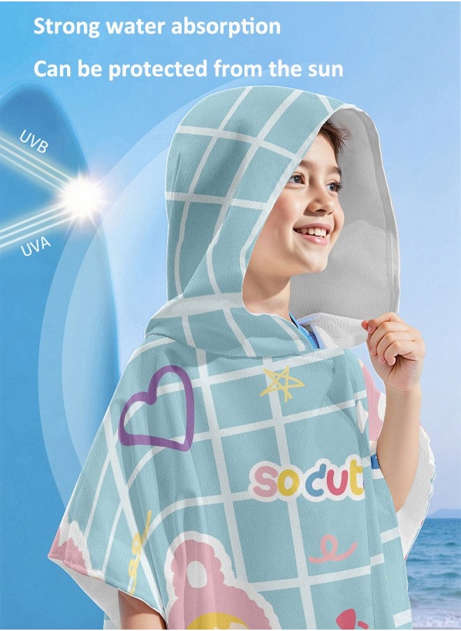 Aissiora Beach towels for children Absorbent beach towels Children's hooded cape bath towel Children's cartoon bath towels Super water absorption  - Image 4