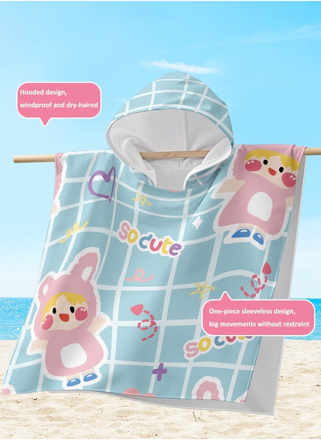 Aissiora Beach towels for children Absorbent beach towels Children's hooded cape bath towel Children's cartoon bath towels Super water absorption  - Image 5
