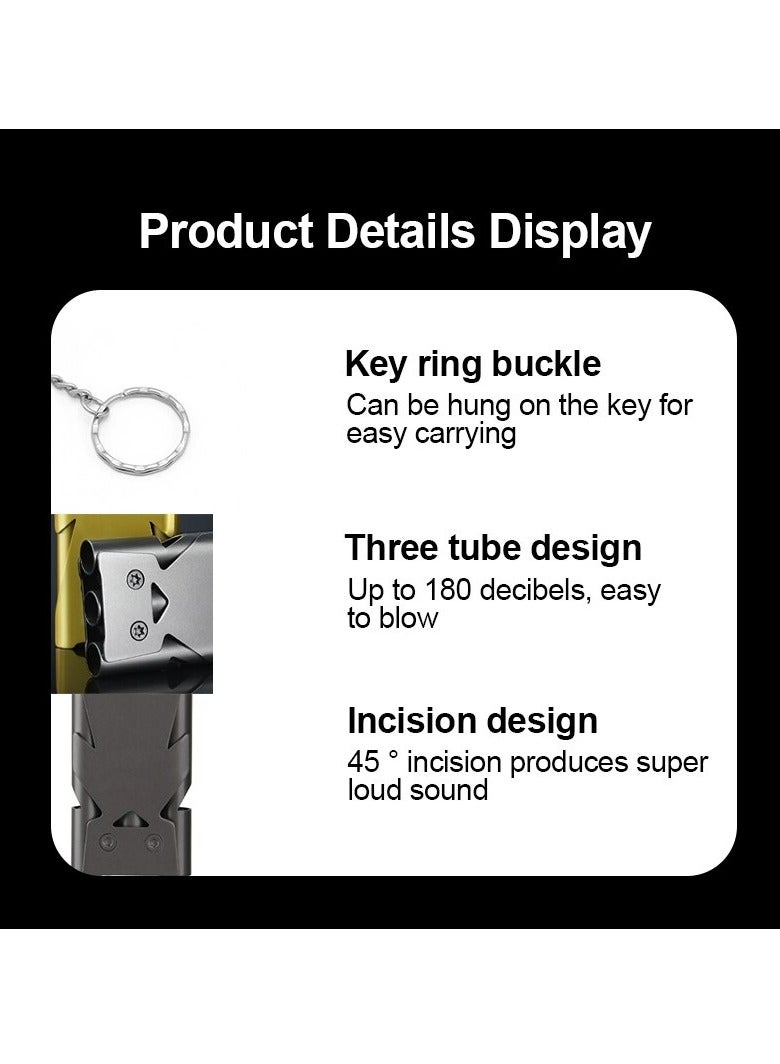 AROAQ Stainless Steel Double Pipe Whistle, High Decibel Outdoor Survival Whistle, Lightweigth And Durable Whistle Pendant Keychain For Camping Hiking, Outdoor Survival Gear, (1pc, Black) - Image 5