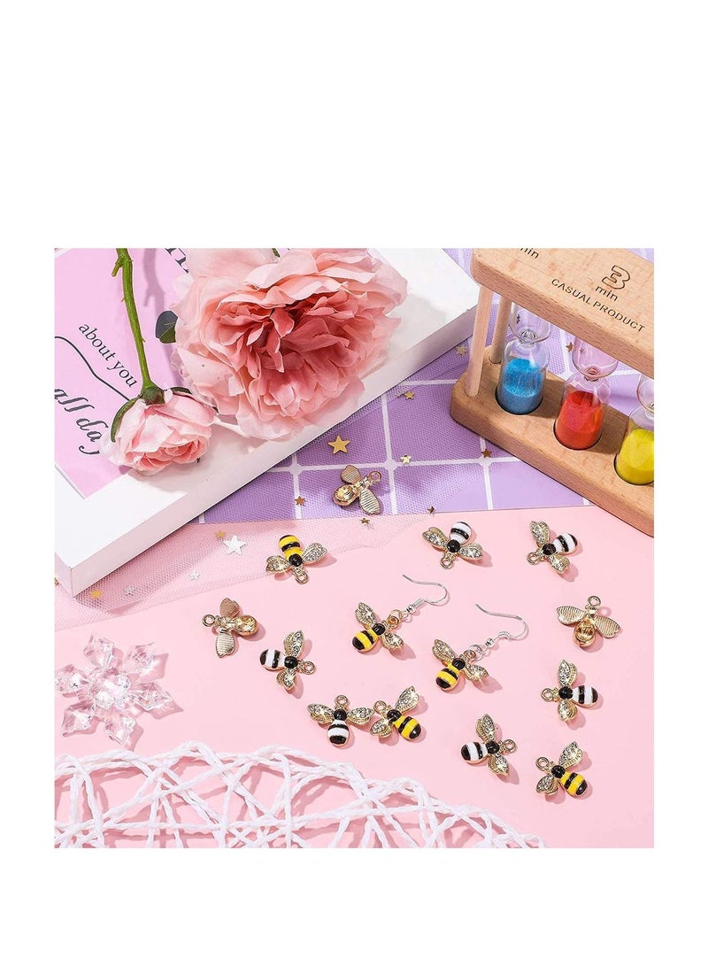 SYOSI 32 Pieces Bee Charm Enamel Pendants with Rhinestone Honey Bee Pendants Alloy Bumble Necklace for Jewelry Making DIY Craft Earring Accessory Necklace and Bracelet Women Girls Gifts  - Image 4