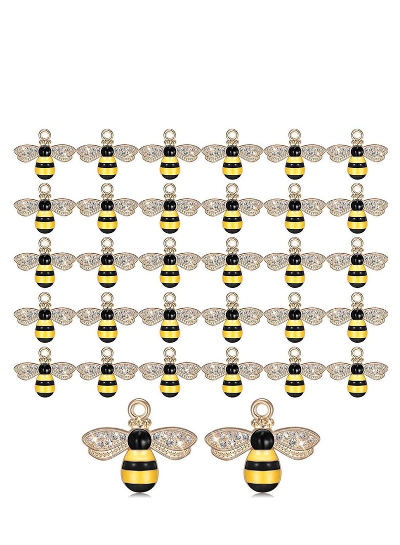 SYOSI 32 Pieces Bee Charm Enamel Pendants with Rhinestone Honey Bee Pendants Alloy Bumble Necklace for Jewelry Making DIY Craft Earring Accessory Necklace and Bracelet Women Girls Gifts  - Image 1