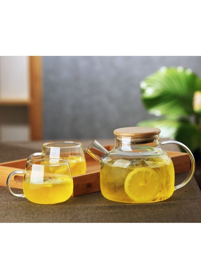 Halamodo 1L Glass Teapot with A Bamboo Lid, Heat Resistant Stove Safe, with Removable Filter Infuser, Suit for Loose Leaf and Blooming Tea Maker - Image 3