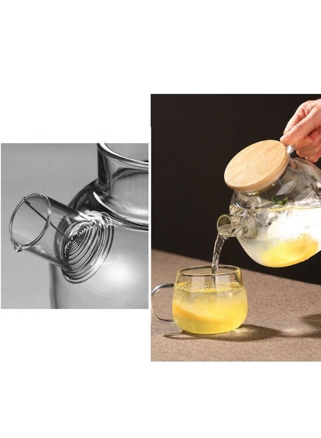 Halamodo 1L Glass Teapot with A Bamboo Lid, Heat Resistant Stove Safe, with Removable Filter Infuser, Suit for Loose Leaf and Blooming Tea Maker - Image 4