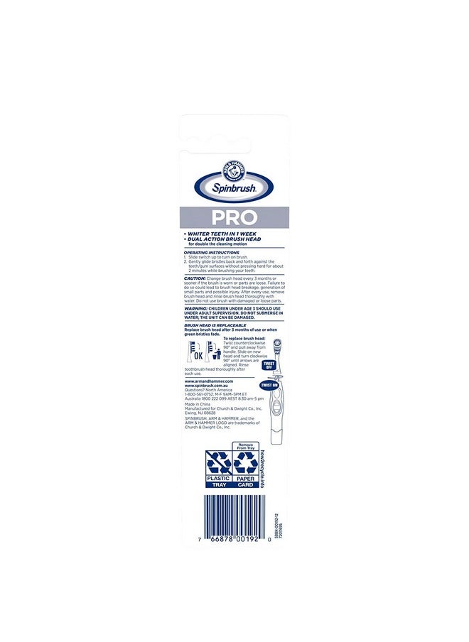 Arm & Hammer - رؤوس فرشاة أسنان بديلة ناعمة لتبييض الأسنان Spinbrush Pro من ARM & HAMMER، قطعتان (عبوة من 4 قطع) - Image 1