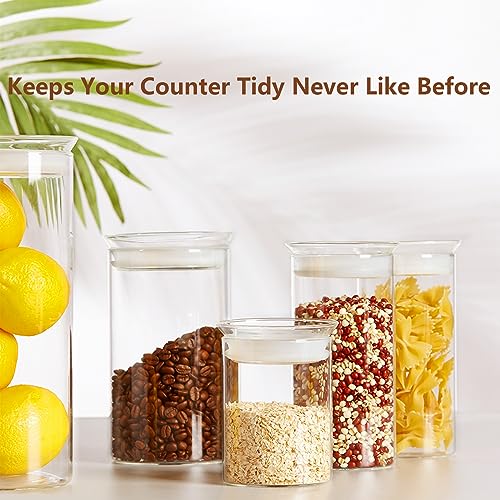 ZENS 15oz Glass Food Storage Jars Set of 3, Clear Glass Canisters with Airtight Lids, Small Container Spice Jars for Kitchen Herbs, Sugar, Blooming Tea, Candy - Image 5