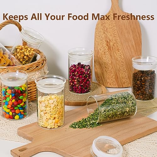 ZENS 15oz Glass Food Storage Jars Set of 3, Clear Glass Canisters with Airtight Lids, Small Container Spice Jars for Kitchen Herbs, Sugar, Blooming Tea, Candy - Image 3