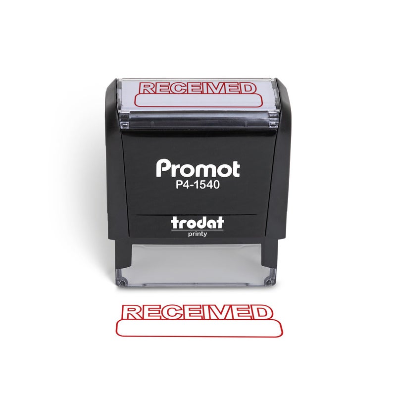 Promot Promot Received Self Inking Rubber Stamp  Refillable Received Stamper  Business Bookkeeping Ordering Accounting Work Office Stamps  Red Ink