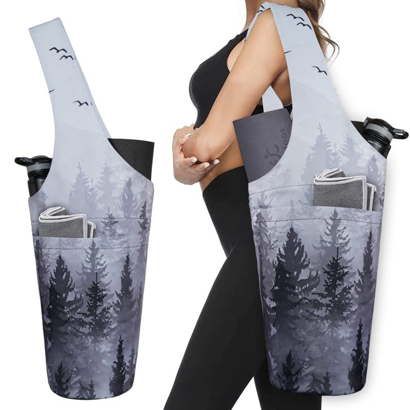 BagYG Yoga Mat Bag with Large Size Pocket and Zipper Pocket Long Tote Fit Most Size Mats Holds More Yoga Accessories Cloud Forest - Image 2