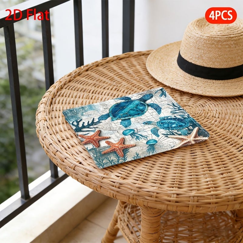 4pcs Marine Life Napkins Patterned Reusable Table Decor for Parties Celebrations - Image 5