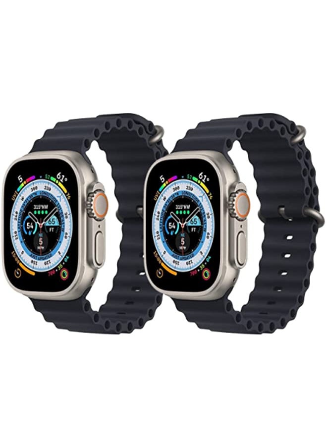 vesus - Silicone Ocean Band Strap for Apple Watch 38/40/41mm Black/Black Set of 2 - Image 1