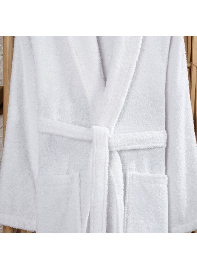 Nadav Bathrobe – Premium 100% Cotton – Turkish Made – White – 1 Piece – Size XXL - Image 2