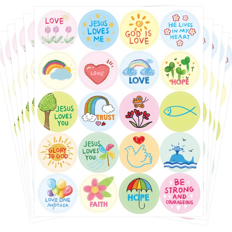 Fancy Land Kid-Drawn Christian Stickers Easter Religious Sticker for Kids Church Sunday School VBS Activities Party Favors 200Pcs - Image 2