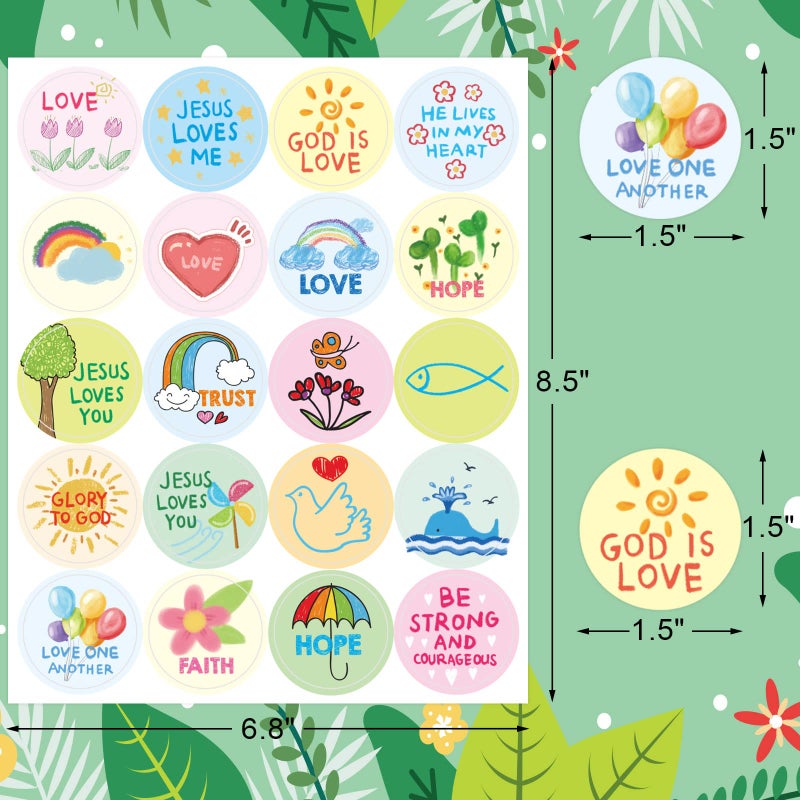 Fancy Land Kid-Drawn Christian Stickers Easter Religious Sticker for Kids Church Sunday School VBS Activities Party Favors 200Pcs - Image 3