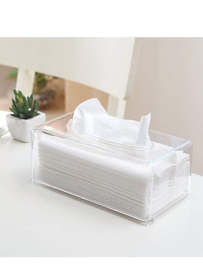 حامل علبة مناديل أكريليك شفاف | موزع مناديل مستطيل بغطاء لمناديل الوجه | منزل أنيق | منظم مطبخ ومكتب | علبة مناديل - Image 1
