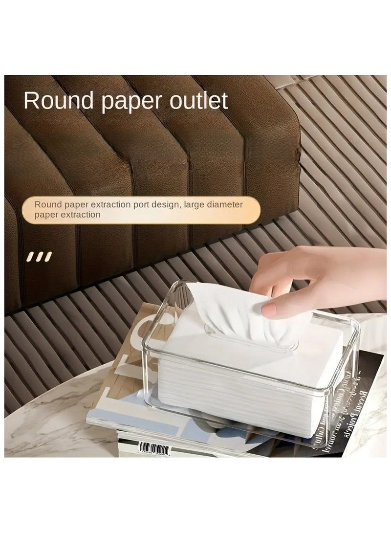 حامل علبة مناديل أكريليك شفاف | موزع مناديل مستطيل بغطاء لمناديل الوجه | منزل أنيق | منظم مطبخ ومكتب | علبة مناديل - Image 3