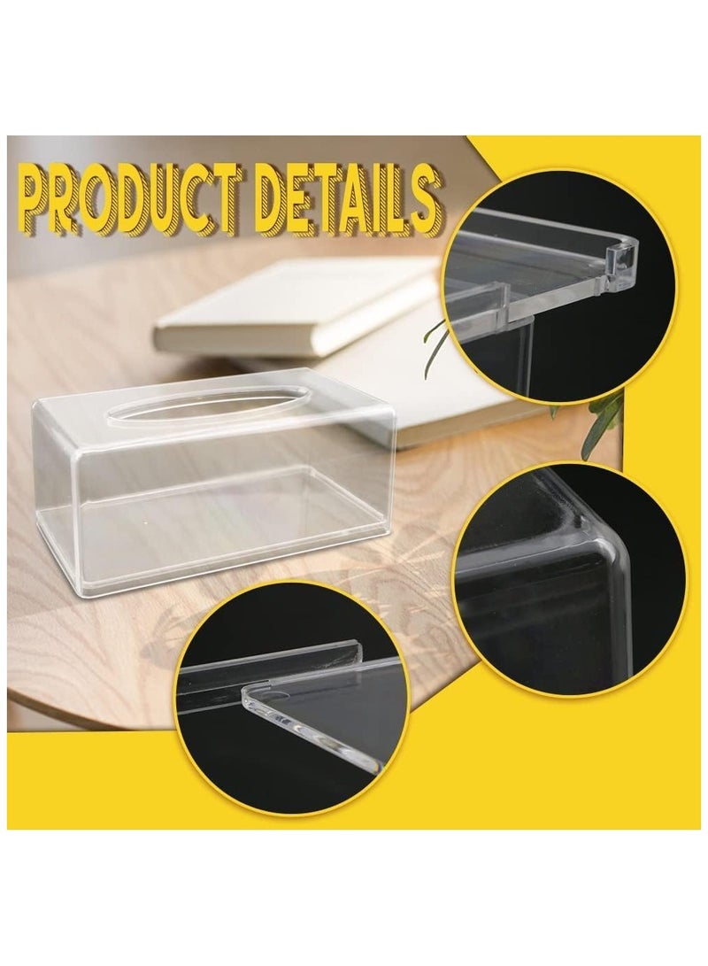 حامل علبة مناديل أكريليك شفاف | موزع مناديل مستطيل بغطاء لمناديل الوجه | منزل أنيق | منظم مطبخ ومكتب | علبة مناديل - Image 5