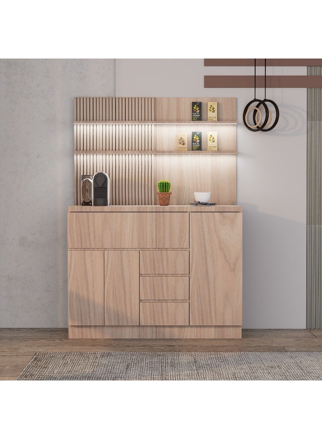 كوفي وورلد ركن قهوة أنيق بتصميم عصري, درج محصول و اكواب مع رفين علوية وخلفية بتكسيات - Image 2