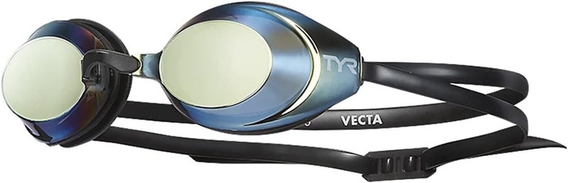 TYR Vecta Racing Swim Goggles - Adult Swimming Goggles for Men and Women - Anti-Fog, UVA/UVB Protection, Watertight - Mirrored Gold/Black - Image 1
