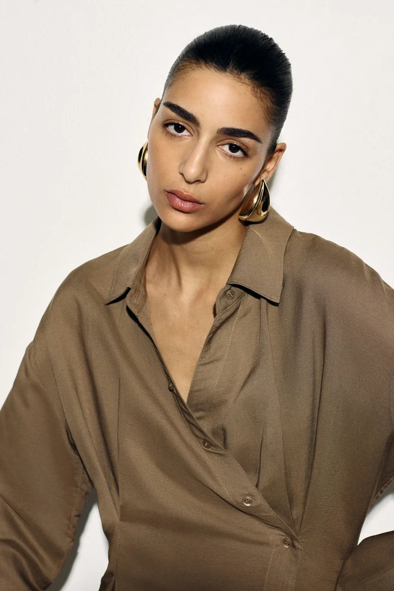 H&M Linen-blend wrap shirt