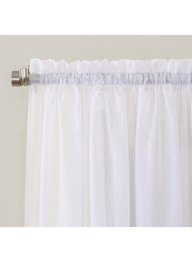 No. 918 Erica Crushed Sheer Voile Rod Pocket Curtain Panel, 51" x 84", White - Image 2