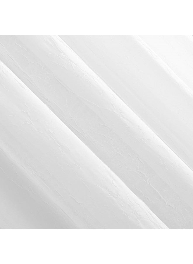 No. 918 Erica Crushed Sheer Voile Rod Pocket Curtain Panel, 51" x 84", White - Image 3